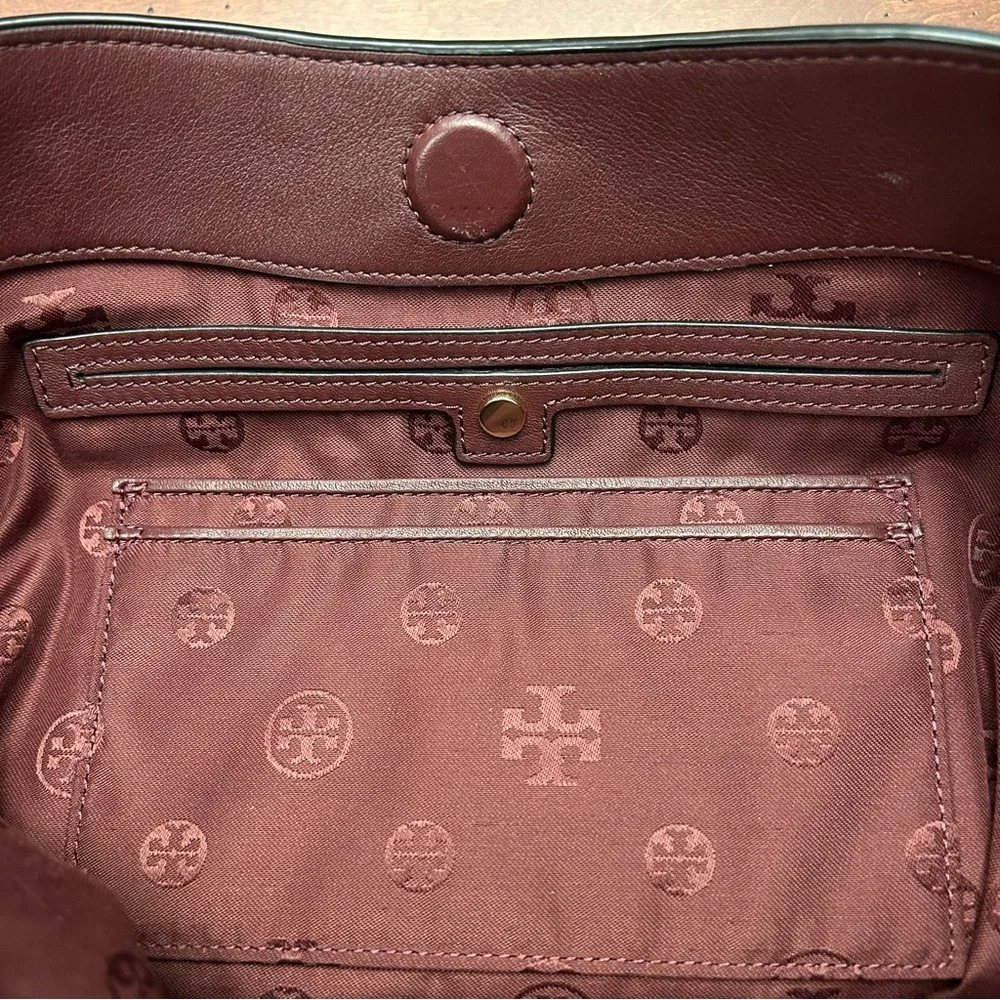 Tory Burch Burgundy Suede Chain-Handle Shoulder Bag